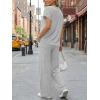 imageTrendy Queen 2 Piece Lounge Sets for Women Summer 2026 Henley Sweatsuit Travel Vacation Airport Outfits Pajamas SetsHeather Grey