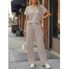imageTrendy Queen 2 Piece Lounge Sets for Women Summer 2026 Henley Sweatsuit Travel Vacation Airport Outfits Pajamas SetsKhaki