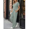 imageTrendy Queen 2 Piece Lounge Sets for Women Summer 2026 Henley Sweatsuit Travel Vacation Airport Outfits Pajamas SetsLight Green