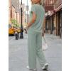 imageTrendy Queen 2 Piece Lounge Sets for Women Summer 2026 Henley Sweatsuit Travel Vacation Airport Outfits Pajamas SetsLight Green