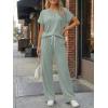 imageTrendy Queen 2 Piece Lounge Sets for Women Summer 2026 Henley Sweatsuit Travel Vacation Airport Outfits Pajamas SetsLight Green