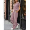 imageTrendy Queen 2 Piece Lounge Sets for Women Summer 2026 Henley Sweatsuit Travel Vacation Airport Outfits Pajamas SetsPink