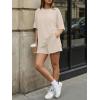 imageTrendy Queen 2 Piece Summer Set Oversized Top amp Loose Fit Shorts with PocketsBeige