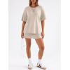 imageTrendy Queen 2 Piece Summer Set Oversized Top amp Loose Fit Shorts with PocketsBeige