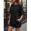 imageTrendy Queen 2 Piece Summer Set Oversized Top amp Loose Fit Shorts with PocketsBlack
