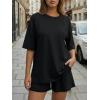 imageTrendy Queen 2 Piece Summer Set Oversized Top amp Loose Fit Shorts with PocketsBlack