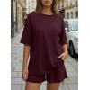 imageTrendy Queen 2 Piece Summer Set Oversized Top amp Loose Fit Shorts with PocketsBurgundy