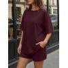 imageTrendy Queen 2 Piece Summer Set Oversized Top amp Loose Fit Shorts with PocketsBurgundy