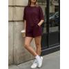 imageTrendy Queen 2 Piece Summer Set Oversized Top amp Loose Fit Shorts with PocketsBurgundy
