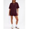 imageTrendy Queen 2 Piece Summer Set Oversized Top amp Loose Fit Shorts with PocketsBurgundy