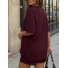imageTrendy Queen 2 Piece Summer Set Oversized Top amp Loose Fit Shorts with PocketsBurgundy
