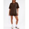 imageTrendy Queen 2 Piece Summer Set Oversized Top amp Loose Fit Shorts with PocketsCoffee