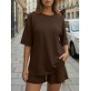 imageTrendy Queen 2 Piece Summer Set Oversized Top amp Loose Fit Shorts with PocketsCoffee