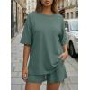 imageTrendy Queen 2 Piece Summer Set Oversized Top amp Loose Fit Shorts with PocketsDark Sage