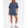 imageTrendy Queen 2 Piece Summer Set Oversized Top amp Loose Fit Shorts with PocketsDusty Blue