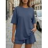 imageTrendy Queen 2 Piece Summer Set Oversized Top amp Loose Fit Shorts with PocketsDusty Blue