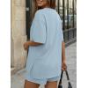imageTrendy Queen 2 Piece Summer Set Oversized Top amp Loose Fit Shorts with PocketsLight Blue