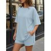 imageTrendy Queen 2 Piece Summer Set Oversized Top amp Loose Fit Shorts with PocketsLight Blue