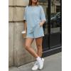 imageTrendy Queen 2 Piece Summer Set Oversized Top amp Loose Fit Shorts with PocketsLight Blue
