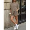 imageTrendy Queen 2 Piece Summer Set Oversized Top amp Loose Fit Shorts with PocketsMocha