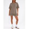 imageTrendy Queen 2 Piece Summer Set Oversized Top amp Loose Fit Shorts with PocketsMocha