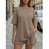 imageTrendy Queen 2 Piece Summer Set Oversized Top amp Loose Fit Shorts with PocketsMocha