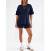 imageTrendy Queen 2 Piece Summer Set Oversized Top amp Loose Fit Shorts with PocketsNavy