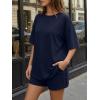 imageTrendy Queen 2 Piece Summer Set Oversized Top amp Loose Fit Shorts with PocketsNavy