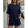 imageTrendy Queen 2 Piece Summer Set Oversized Top amp Loose Fit Shorts with PocketsNavy