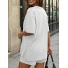 imageTrendy Queen 2 Piece Summer Set Oversized Top amp Loose Fit Shorts with PocketsOatmeal Grey