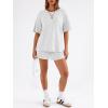 imageTrendy Queen 2 Piece Summer Set Oversized Top amp Loose Fit Shorts with PocketsOatmeal Grey