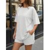 imageTrendy Queen 2 Piece Summer Set Oversized Top amp Loose Fit Shorts with PocketsOatmeal Grey
