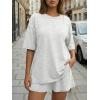 imageTrendy Queen 2 Piece Summer Set Oversized Top amp Loose Fit Shorts with PocketsOatmeal Grey