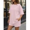 imageTrendy Queen 2 Piece Summer Set Oversized Top amp Loose Fit Shorts with PocketsPastel Pink