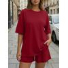 imageTrendy Queen 2 Piece Summer Set Oversized Top amp Loose Fit Shorts with PocketsRed
