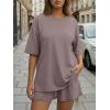 imageTrendy Queen 2 Piece Summer Set Oversized Top amp Loose Fit Shorts with PocketsRose Taupe