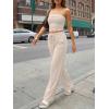 imageTrendy Queen 2 Piece Vacation Outfits for Women Summer Travel Outfits 2026 Spring Fashion Tube Tops Wide Leg PantsApricot