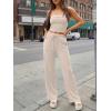 imageTrendy Queen 2 Piece Vacation Outfits for Women Summer Travel Outfits 2026 Spring Fashion Tube Tops Wide Leg PantsApricot