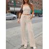imageTrendy Queen 2 Piece Vacation Outfits for Women Summer Travel Outfits 2026 Spring Fashion Tube Tops Wide Leg PantsApricot