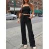 imageTrendy Queen 2 Piece Vacation Outfits for Women Summer Travel Outfits 2026 Spring Fashion Tube Tops Wide Leg PantsBlack