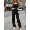 imageTrendy Queen 2 Piece Vacation Outfits for Women Summer Travel Outfits 2026 Spring Fashion Tube Tops Wide Leg PantsBlack