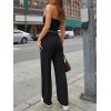 imageTrendy Queen 2 Piece Vacation Outfits for Women Summer Travel Outfits 2026 Spring Fashion Tube Tops Wide Leg PantsBlack