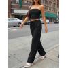 imageTrendy Queen 2 Piece Vacation Outfits for Women Summer Travel Outfits 2026 Spring Fashion Tube Tops Wide Leg PantsBlack