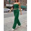 imageTrendy Queen 2 Piece Vacation Outfits for Women Summer Travel Outfits 2026 Spring Fashion Tube Tops Wide Leg PantsGreen