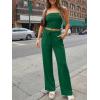 imageTrendy Queen 2 Piece Vacation Outfits for Women Summer Travel Outfits 2026 Spring Fashion Tube Tops Wide Leg PantsGreen