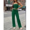 imageTrendy Queen 2 Piece Vacation Outfits for Women Summer Travel Outfits 2026 Spring Fashion Tube Tops Wide Leg PantsGreen
