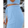 imageTrendy Queen 2 Piece Vacation Outfits for Women Summer Travel Outfits 2026 Spring Fashion Tube Tops Wide Leg PantsLight Blue