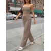 imageTrendy Queen 2 Piece Vacation Outfits for Women Summer Travel Outfits 2026 Spring Fashion Tube Tops Wide Leg PantsMocha