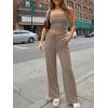 imageTrendy Queen 2 Piece Vacation Outfits for Women Summer Travel Outfits 2026 Spring Fashion Tube Tops Wide Leg PantsMocha