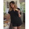 imageTrendy Queen Pajamas Set for Women 2 Piece Short Sleeve Sleepwear Button Down Pjs Matching Lounge Sets with PocketsBlack